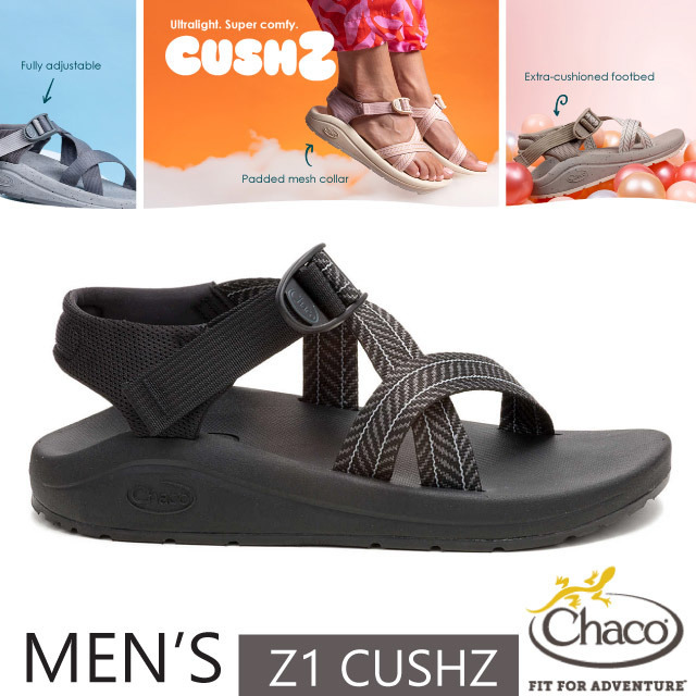 【Chaco】贈置鞋袋! 男 Z1 CUSHZ 休閒涼鞋(標準款).運動涼鞋/戶外拖鞋/CH-UZM01-HL22 黑✿30E010